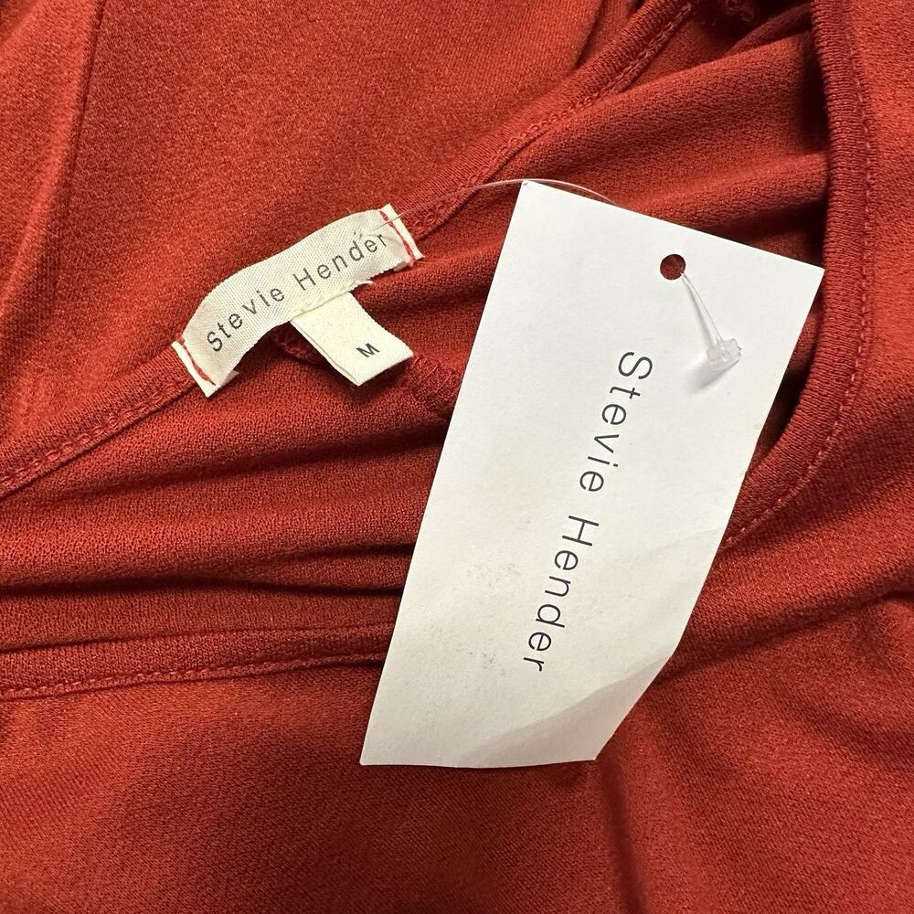 New Stevie Hender Brick Red Tiered Maxi Dress Long Sleeve Stretch Knit Size L - Picture 7 of 8